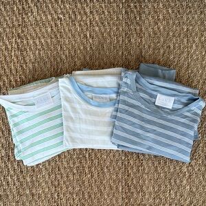 Set of 3 LAKE Kids Striped Pajama Set - Green, White, and Blue, size 12